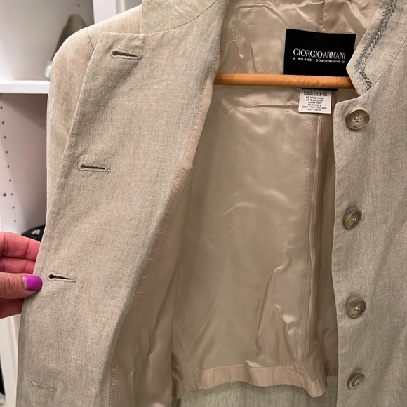 Giorgio Armani 3 Piece Linen Suit - Soft Olive Green - Size 42 EU - Picture 7 of 15